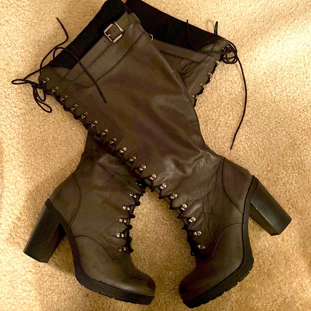 Knee-High Lace Up Boots